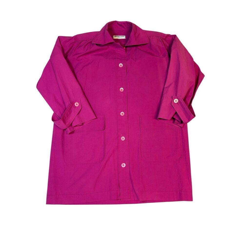 Saint Laurent Rive Gauche Vintage Shacket Jacket Magenta France Size 44 Oversize